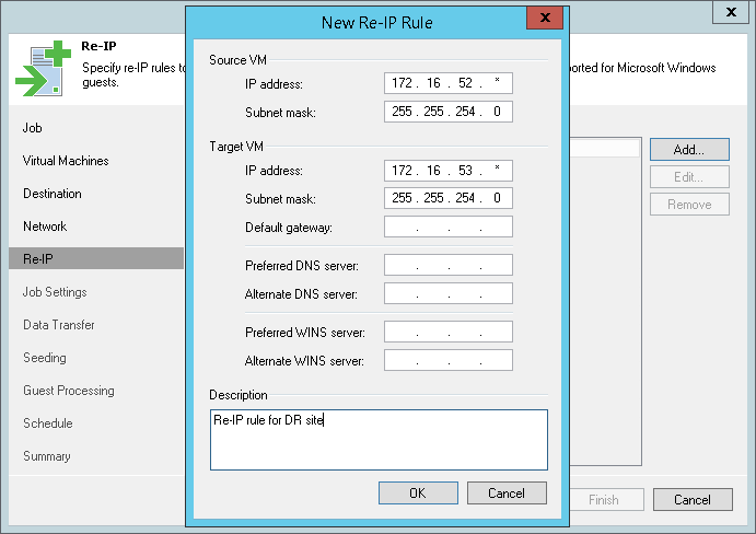 Re-IP Rule on Linux VM: Best Solution in Veeam Backup and Replication 7.x Version and Newer 1 Veeam BR - Re-IP Rule