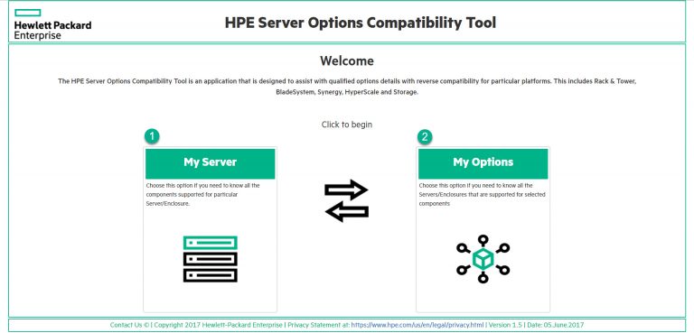 HPE Server Options Compatibility Tool - Main