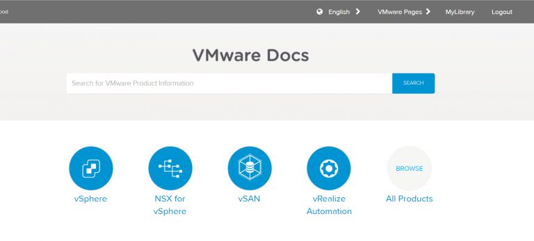 VMware Docs - Main Window