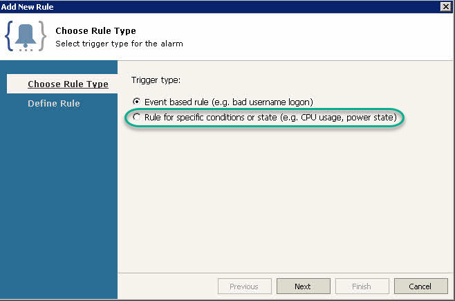 Veeam ONE Alarm - Rule Type
