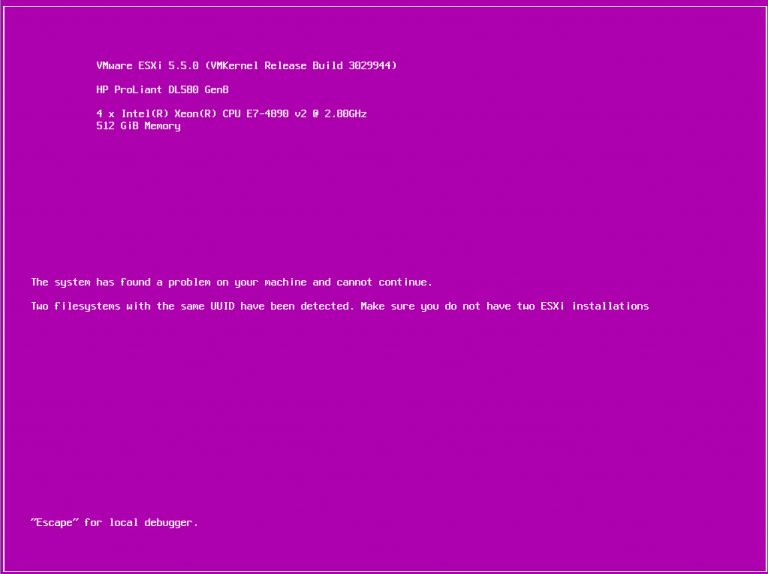 ESXi - Two filesystems with the same UUID