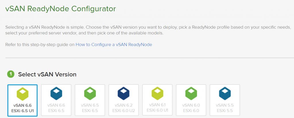 vSAN ReadyNode Configurator - vSAN Version