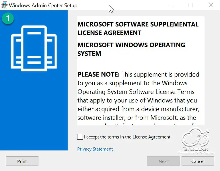 Windows Admin Center - Installation Step 1