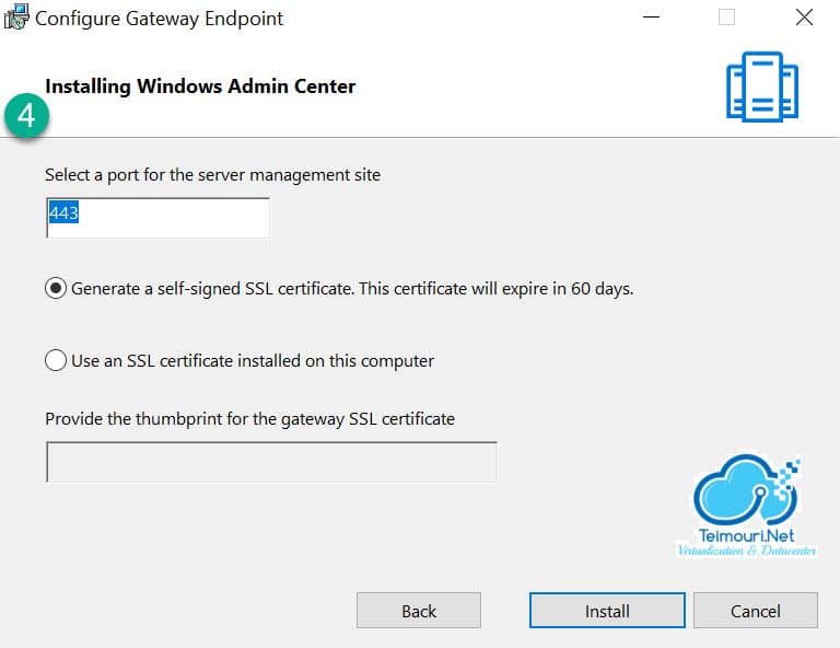 Windows Admin Center - Installation Step 4