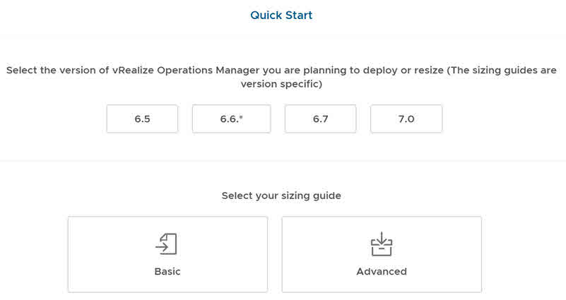 vRealize Operations Manager Sizing Tool