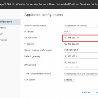 vCSA Network Configurations