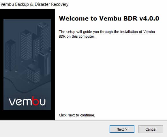 Vembu BDR Installation - Welcome Window