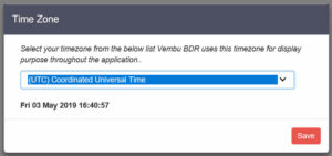 Vembu BDR Suite Web Console Time Zone