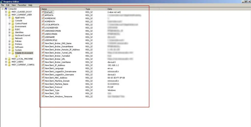 VMware View Session Information