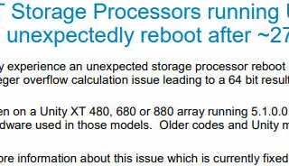 DELL EMC Unity XT Unexpected Reboot